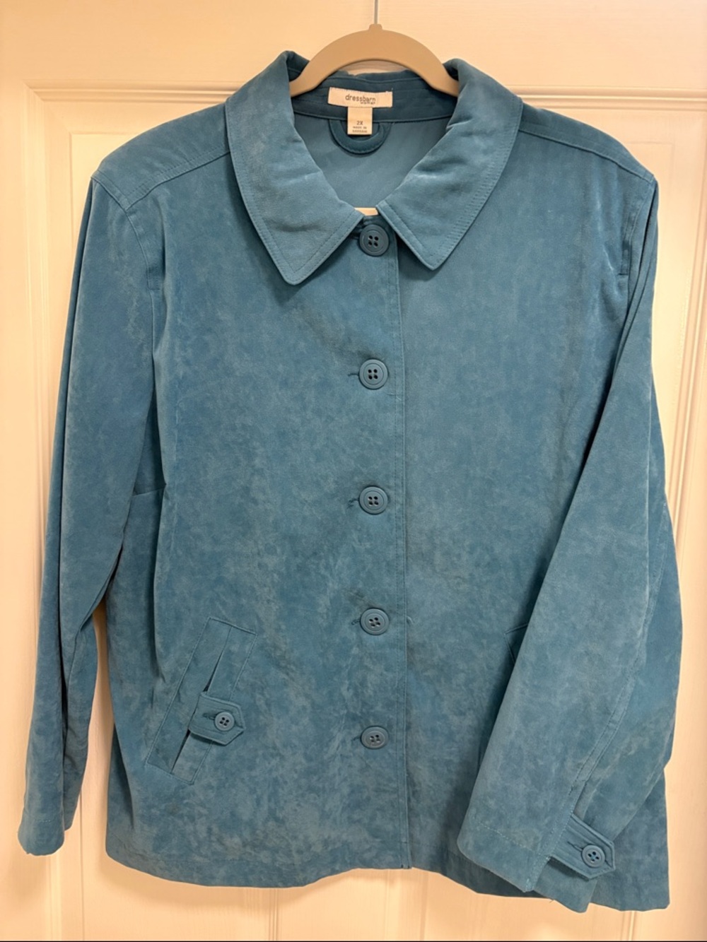 dressbarn Teal Button-Up Trench Coat